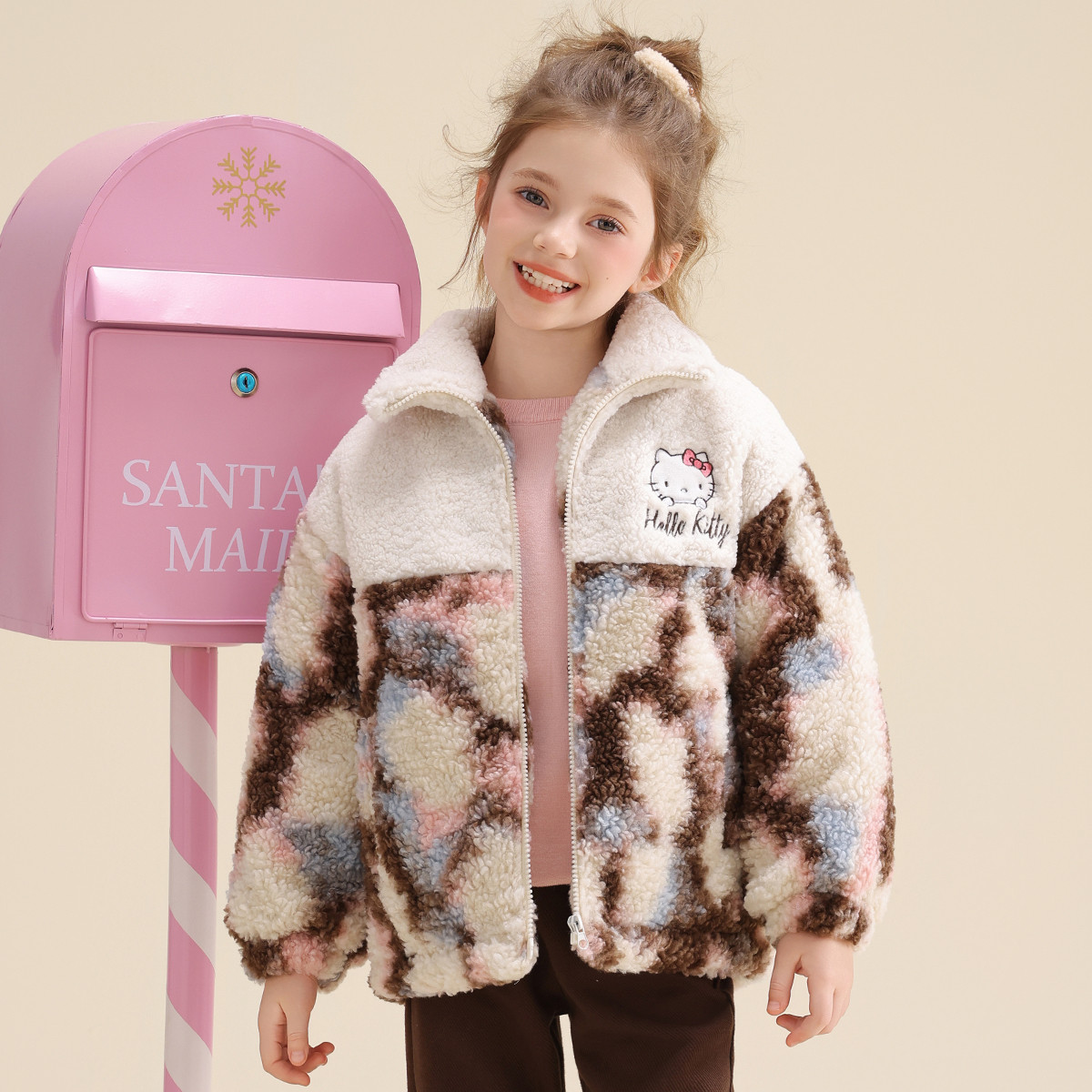 HELLO KITTY/凯蒂猫儿童冬季棉服毛毛衣2025新款保暖洋气时髦外套