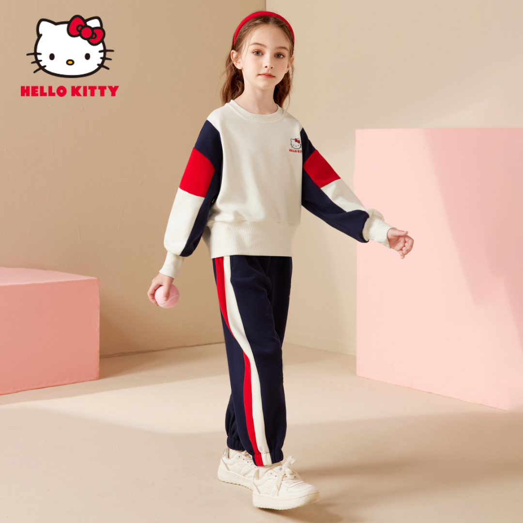 HELLO KITTY/凯蒂猫儿童套装女童中大童时尚卫衣休闲运动春秋套装