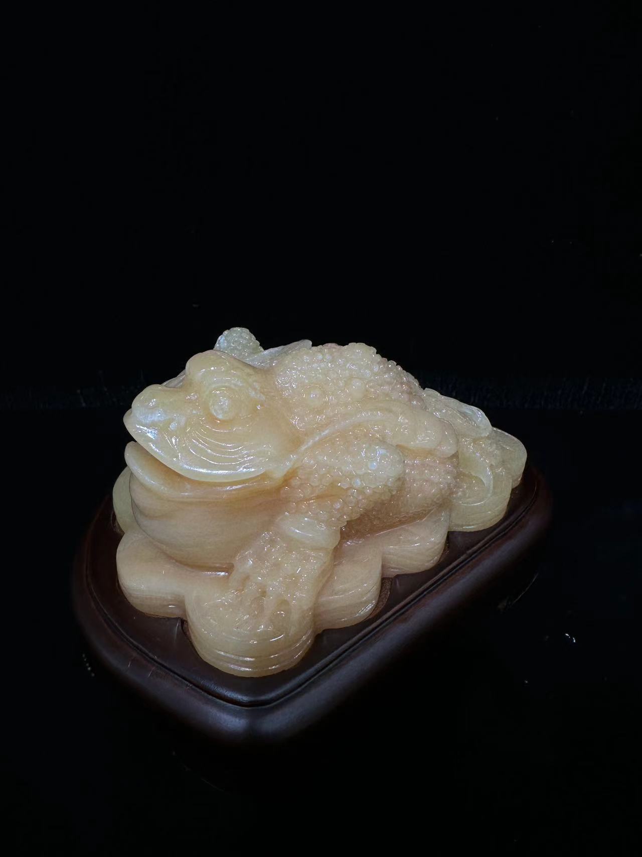 天然玉石手工摆件公司办公桌面茶桌茶宠摆送人把玩伴手礼-金蟾