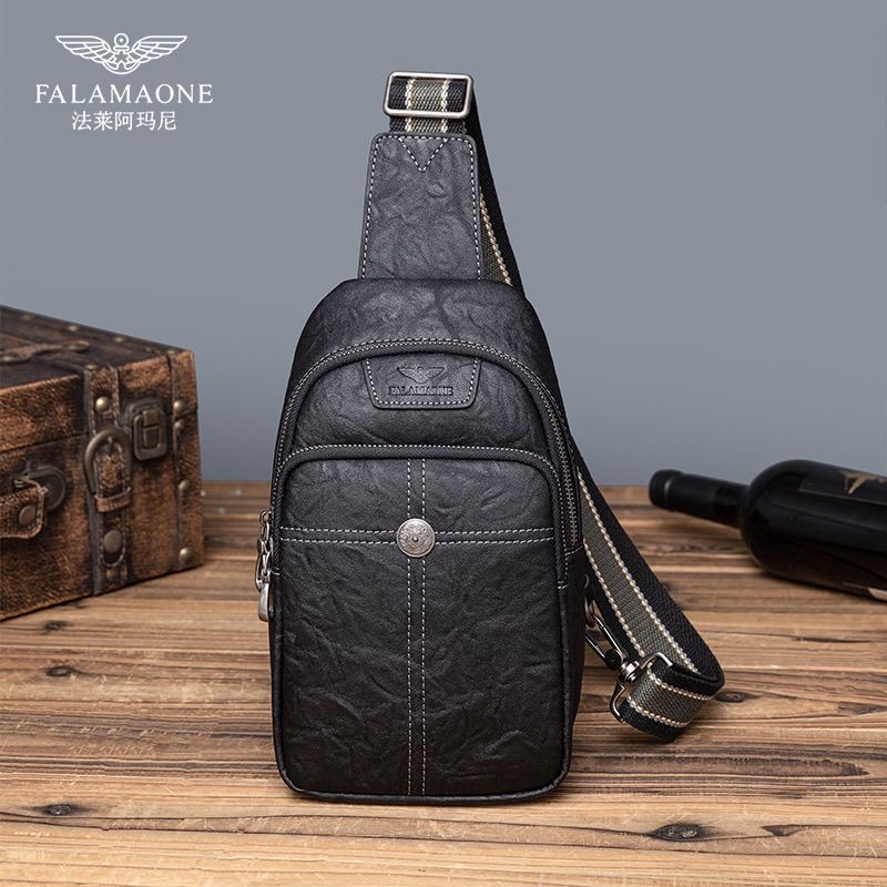 FALAMAONE/法莱阿玛尼胸前包潮牌男生挎包单肩包斜挎包通勤邮差包