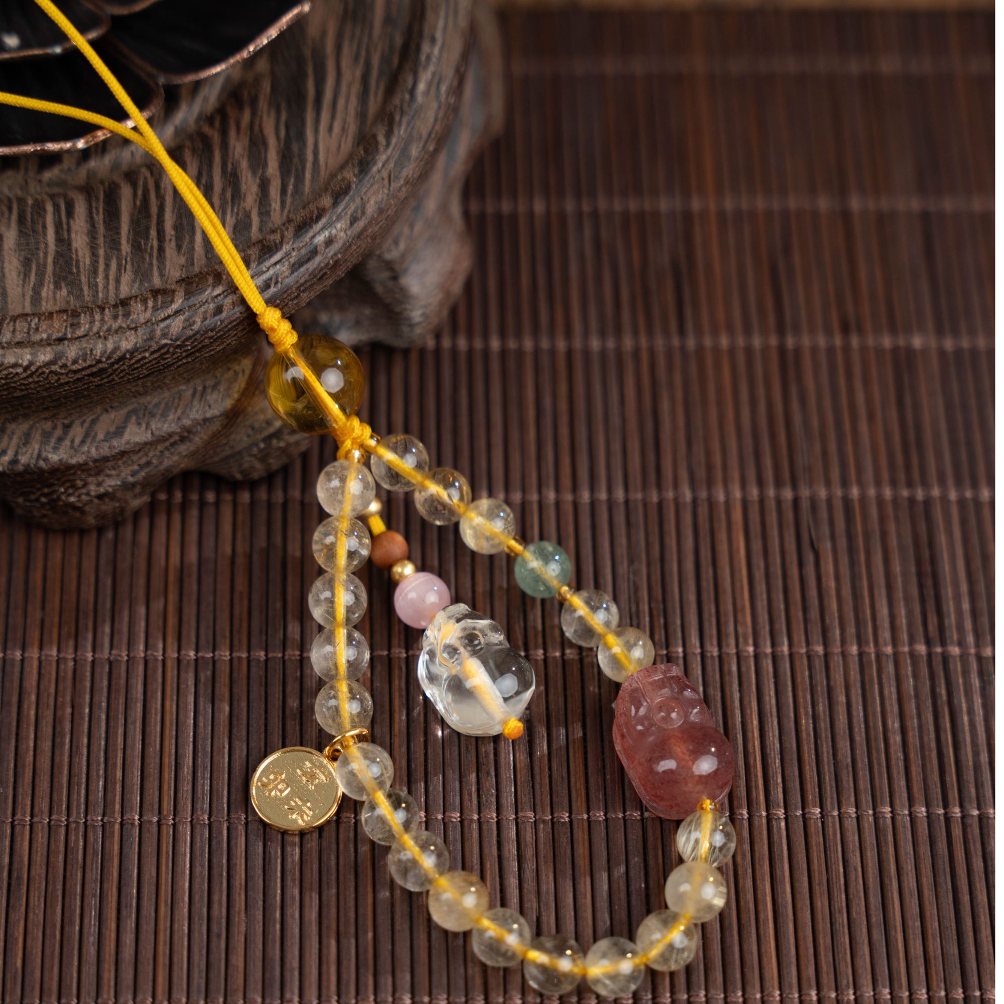 【麦玲玲设计】2025年聚-进三合编织手作貔貅男女同款琉璃挂饰商品图