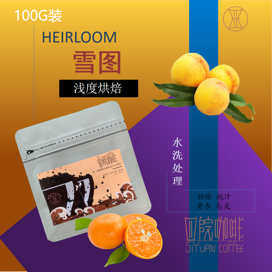 雪图 埃塞俄比亚 浅度烘焙 水洗 咖啡豆 100g