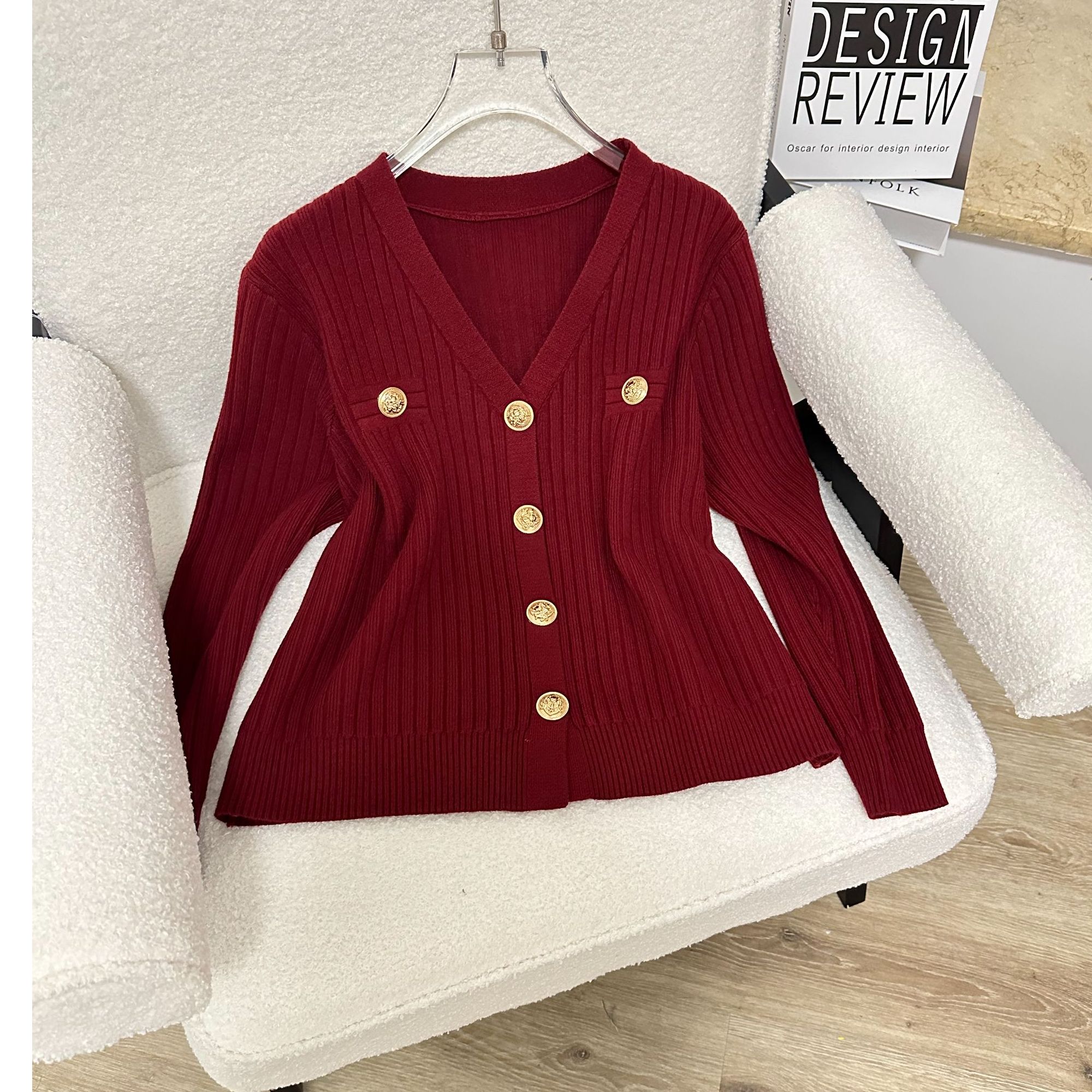 2024秋冬百搭新款上衣女长袖针针质感厚实开衫新款