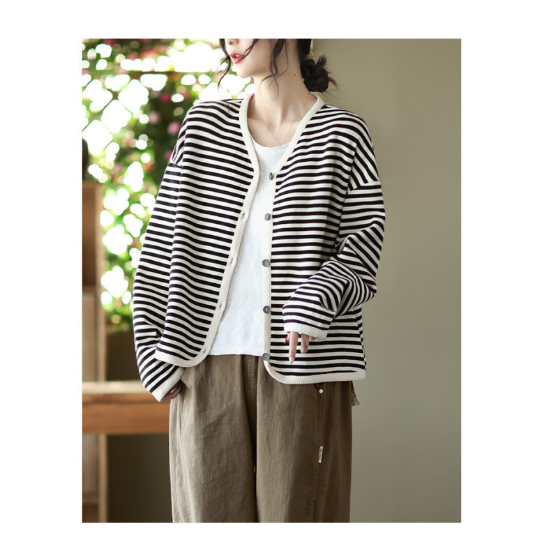 SIPINWEI私品味 复古黑白条纹外套 W2250