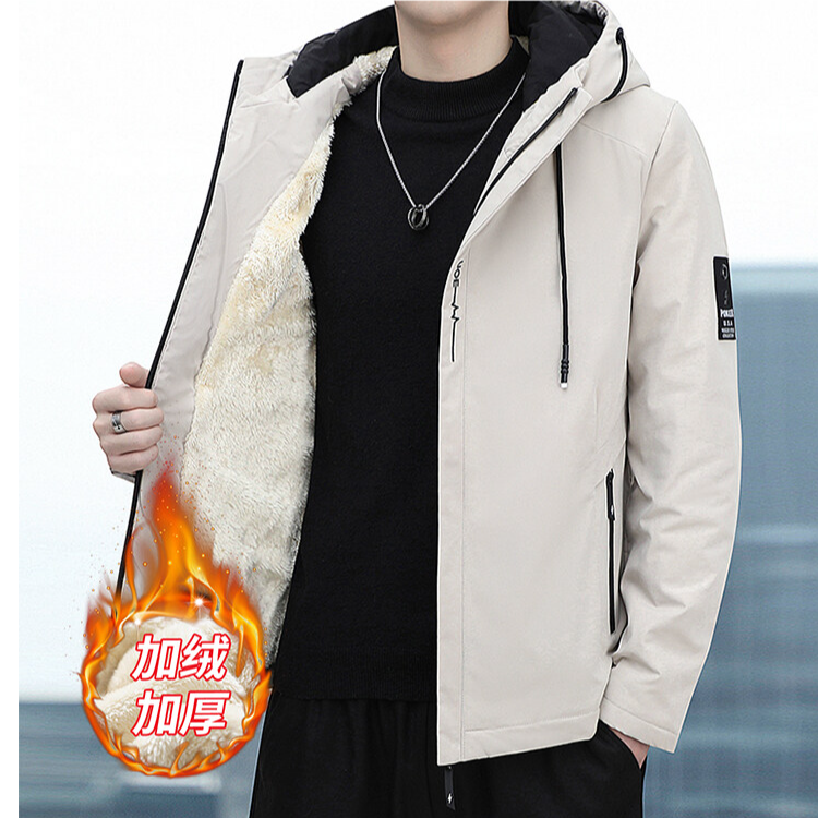 加绒御寒夹克男士秋冬季新款潮流休闲冲锋衣男装潮流运动工装外套