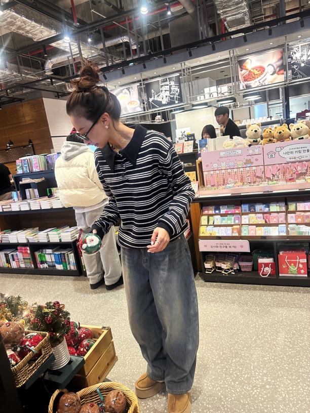 东大门条纹polo针织衫