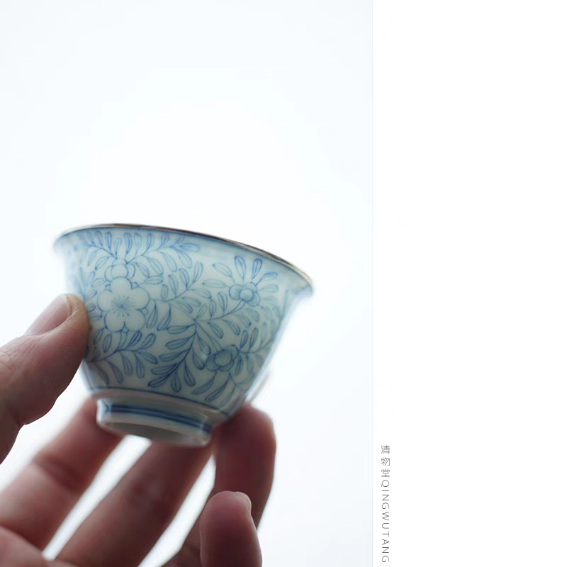 清物堂千叶纹青花主人杯花纹铃铛杯缠枝