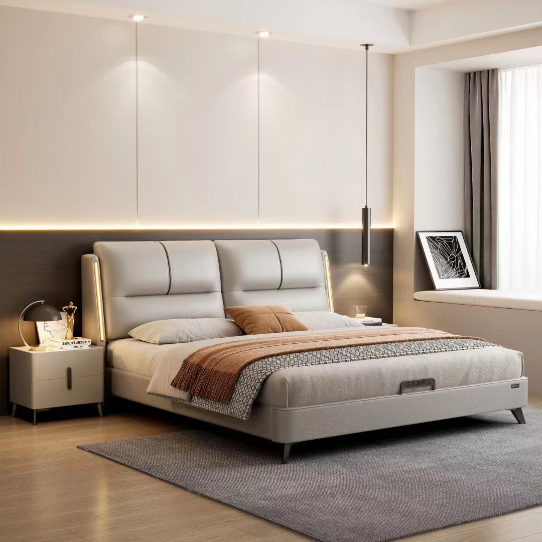 轻奢简约家用爆款真皮床