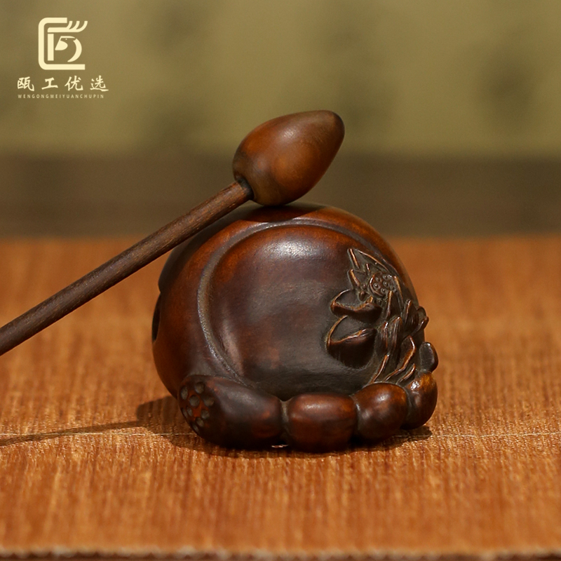 木鱼敲打可爱小木鱼黄杨木雕静心随身便携解压佛系