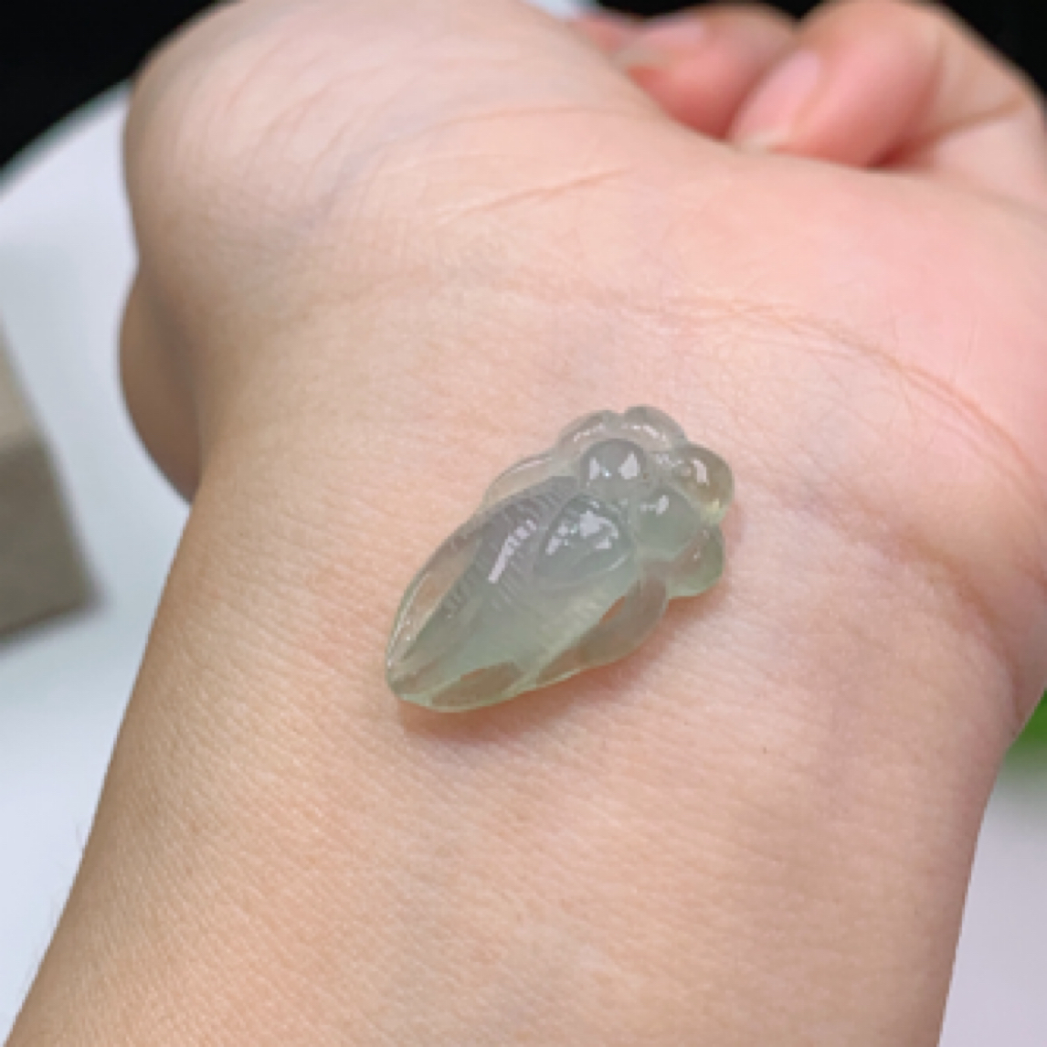 新店福利天然翡翠A货精雕冰润小人参挂件吊坠默认瑕疵