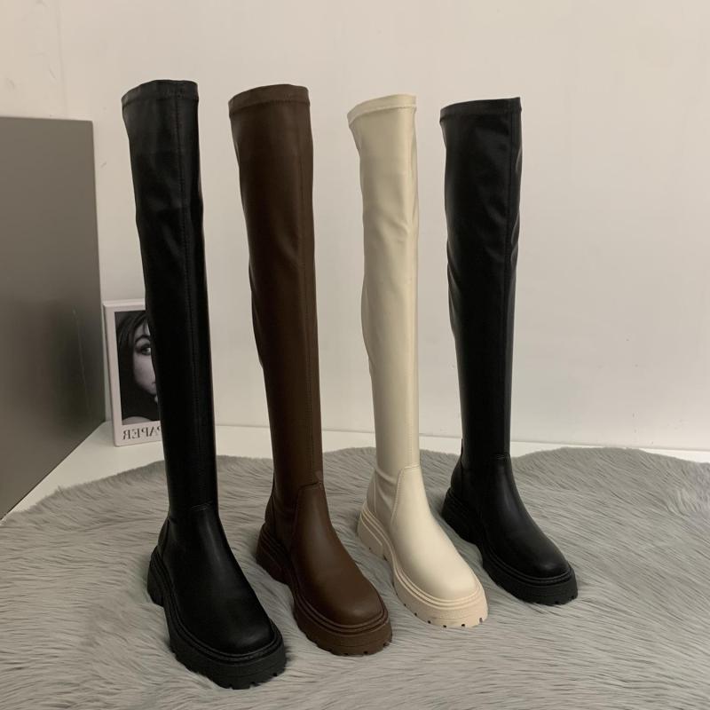 巴黎艺术~ITSK长筒靴女秋冬季厚底过膝长靴黑色高筒瘦瘦骑士靴