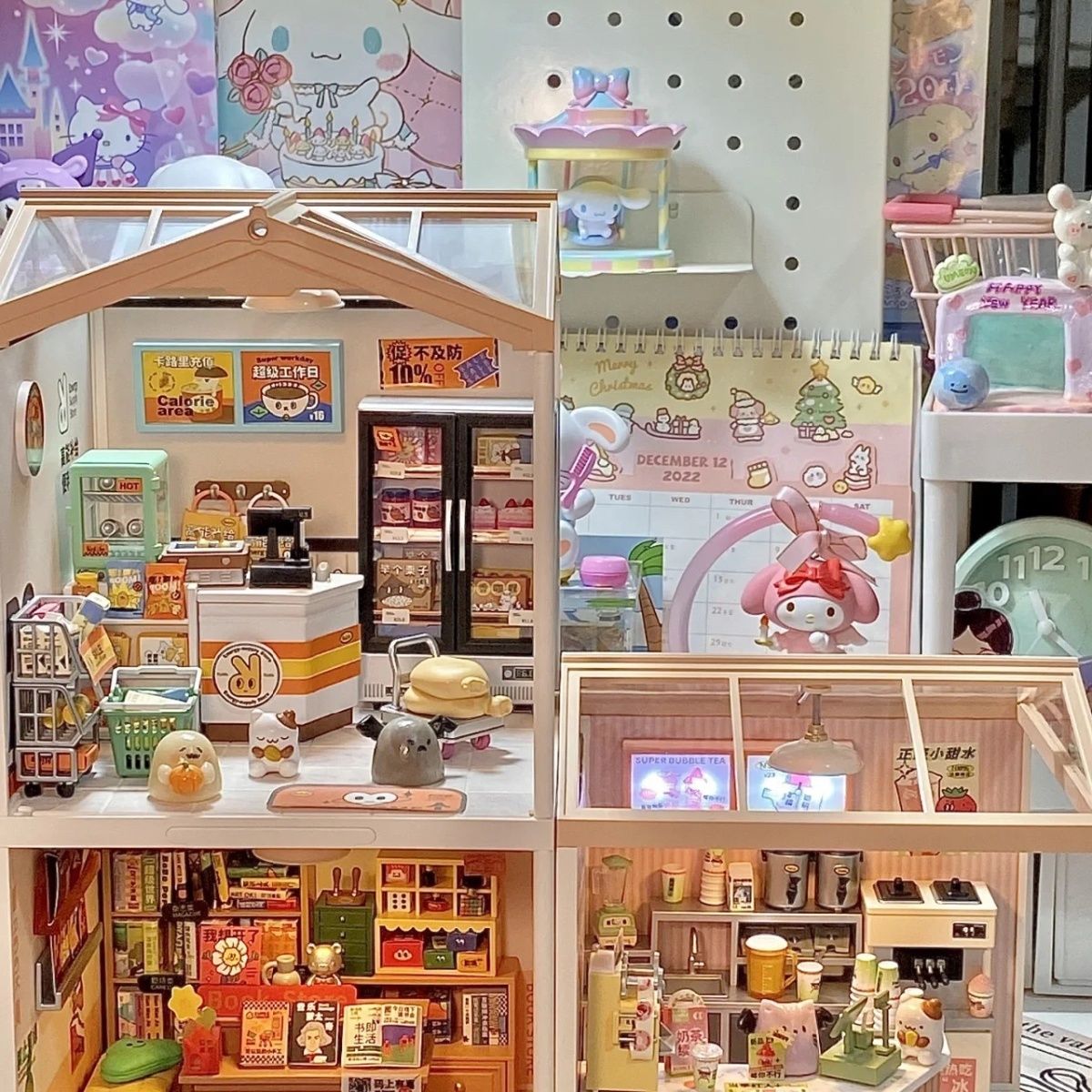 超级世界便利店面包店奶茶店手工DIY立体拼装创意小屋积木节日礼