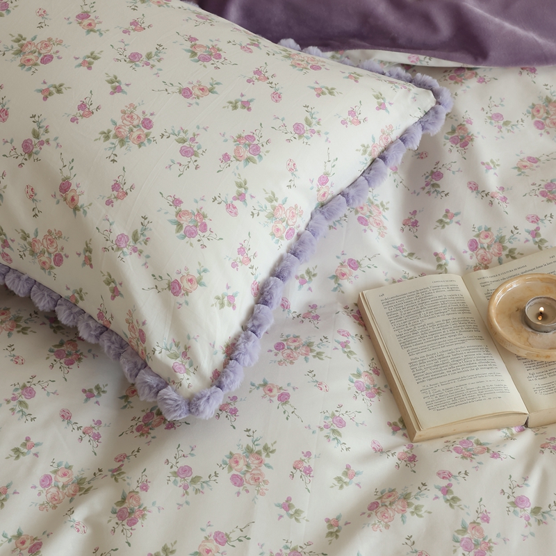 【秋冬加厚】棉加绒毛球款四件套印花小碎花小清新田园风