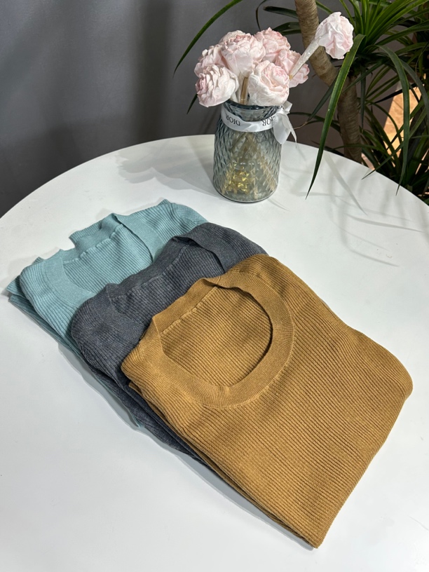 修身保暖羊毛衫百搭休闲纯色圆领