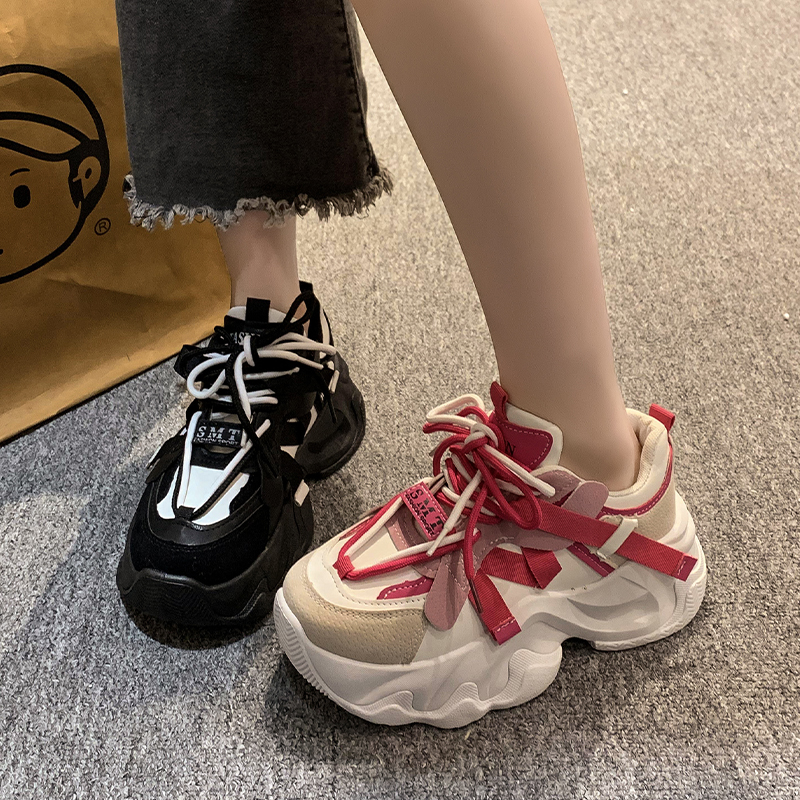 拼色老爹鞋女2023秋季新款厚底增高网红爆款超火炸街休闲运动鞋女