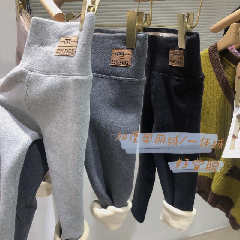 女童加绒打底裤秋冬季新款中小童一体绒高腰宝宝保暖裤宝宝绒裤子