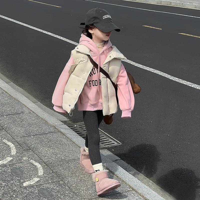 冬季女童棉服马甲宝宝中大童保暖女孩洋气宽松加厚马夹外穿秋冬装