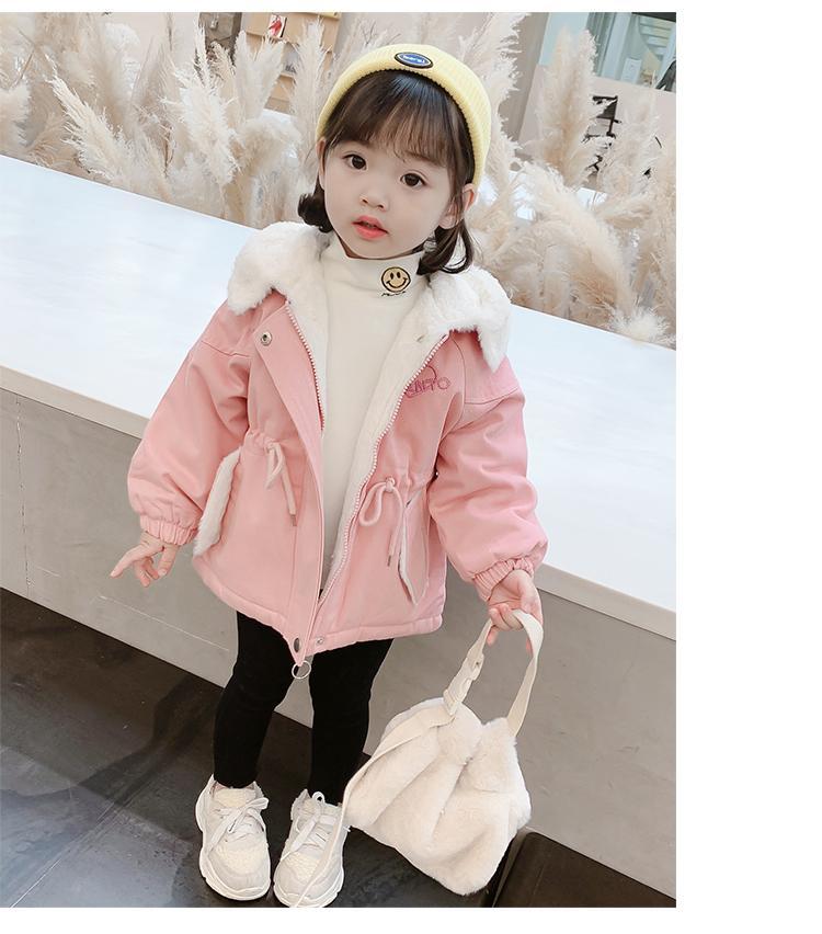女童外套洋气加绒儿童衣服女宝宝冬装棉衣童装厚棉袄加厚保暖冬季