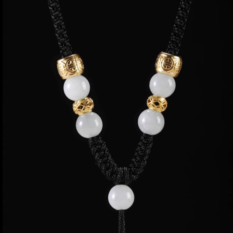 新品手工编织翡翠珠珠吊坠挂绳观音佛头挂件绳可调节红绳男女款