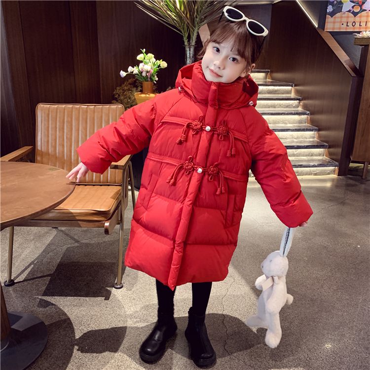 巴拉巴拉恩女童羽绒棉服中长款冬装棉袄2023新款洋气儿童装连帽保