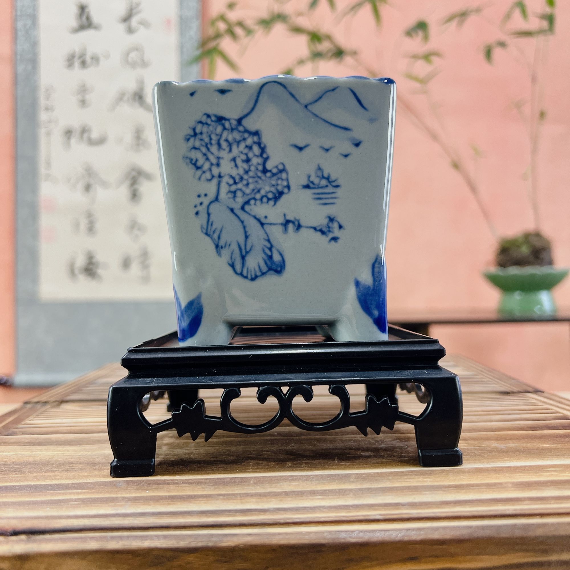 青花瓷口9cm高8cm 1个