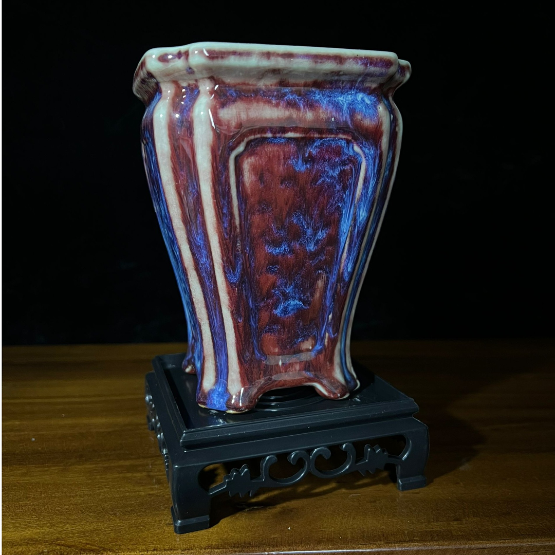 陶瓷创意高款飘枝美人钧窑盆景花盆家用文竹六月雪盆栽盆10*14cm