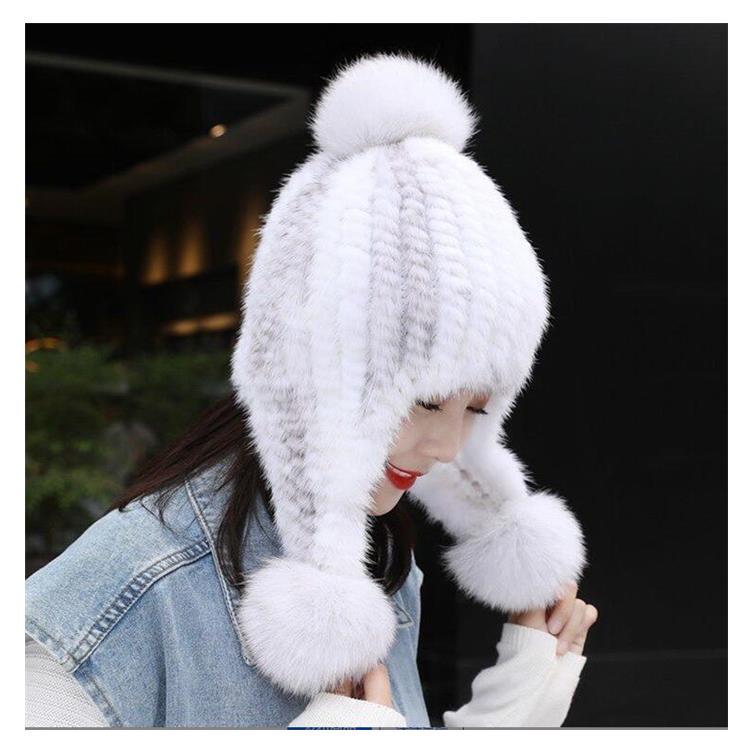 水貂帽长护耳帽子水貂皮冬季保暖帽子女