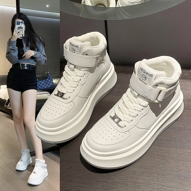 回力瑞魔术贴高帮小白鞋女2023秋冬网红款厚底ins百搭休闲运动鞋