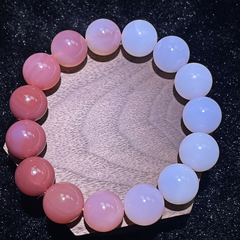 【胖哥阿拉善珠宝】渐变缤纷绯红玛瑙石英质玉手串（多样性发货其一）