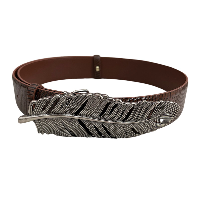 【柒柒定制款】简约羽毛腰带 法式百搭女士腰带 经典款牛皮皮带