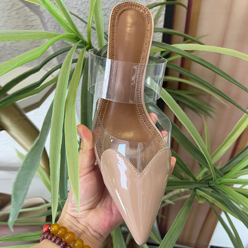 【柒柒定制款】6CM 祼色爱心克罗地亚鞋 透明拼色高跟鞋 夏款凉拖鞋