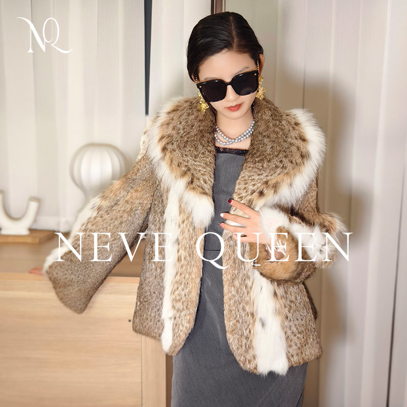 奈薇女王女装 高雅青果领加厚密天然原色短外套