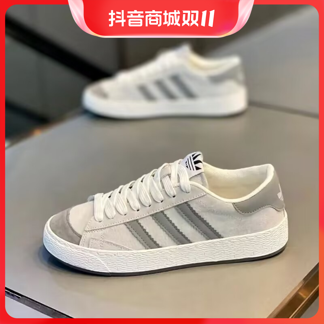 （小杨推荐）哥三道杠男鞋时尚爆款板鞋男潮秋季港风休闲百搭男鞋