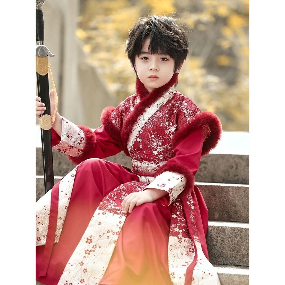 古装汉服儿童男童秋冬新款加绒加厚唐装国学中国风2024龙年拜宝宝