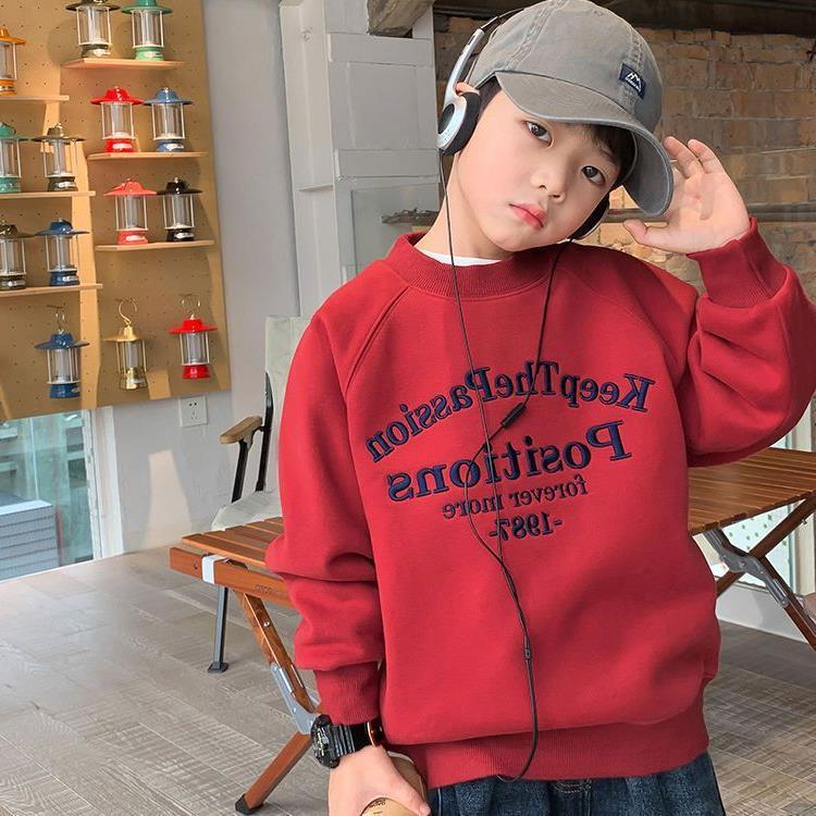 男童加绒卫衣一体绒中大童儿童加厚打底衫男孩秋冬细绒洋气上衣潮