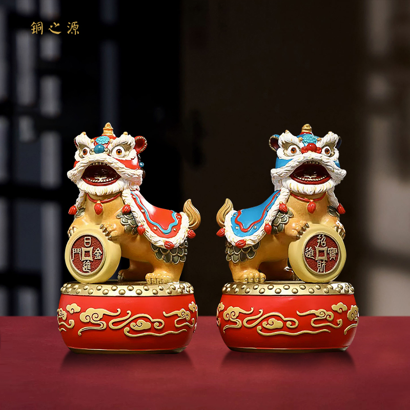醒狮摆件国潮舞狮子雄狮献瑞铜工艺品家居装饰乔迁开业礼物品玄关
