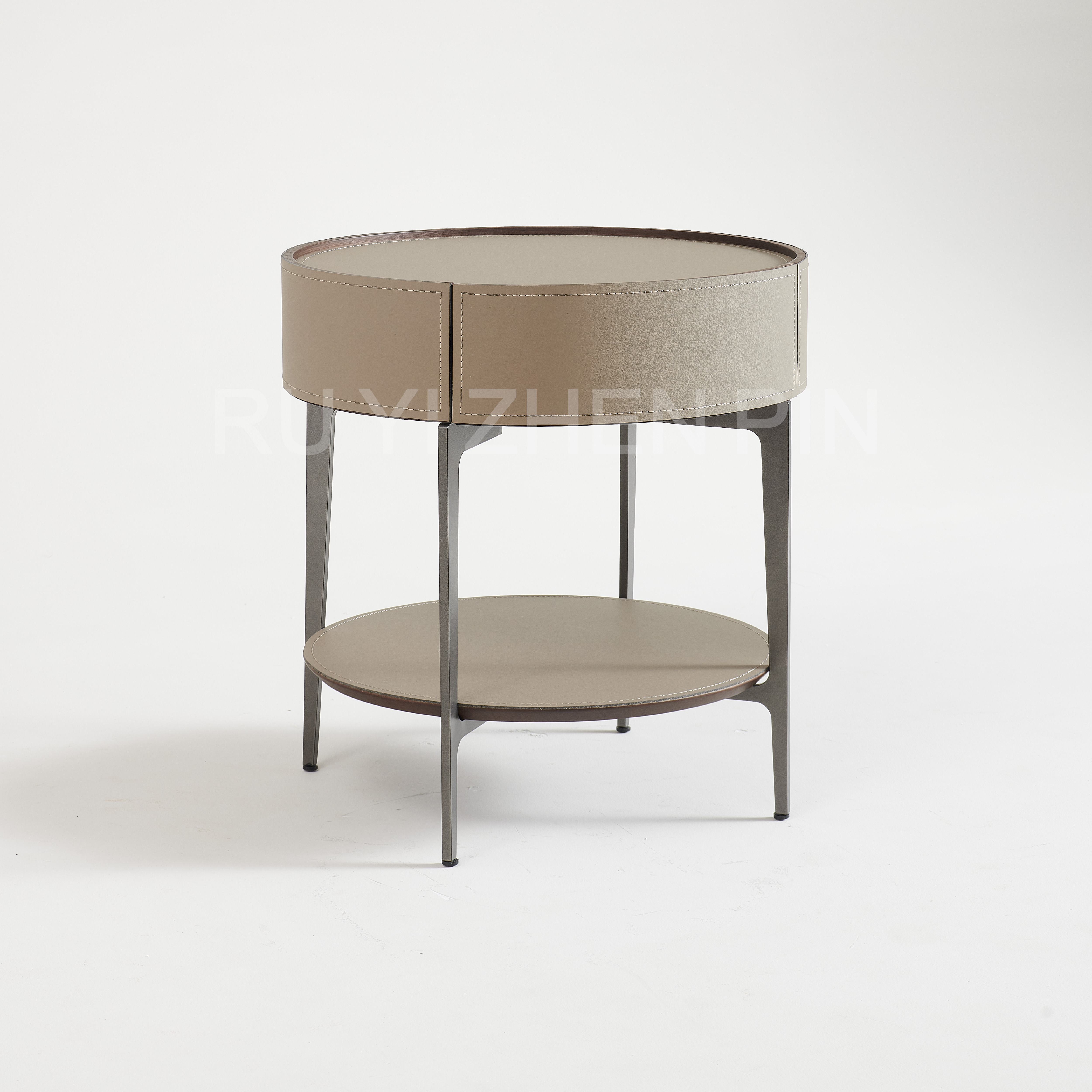 意大利Ltalian Designer马鞍皮床头柜设计师意式极简