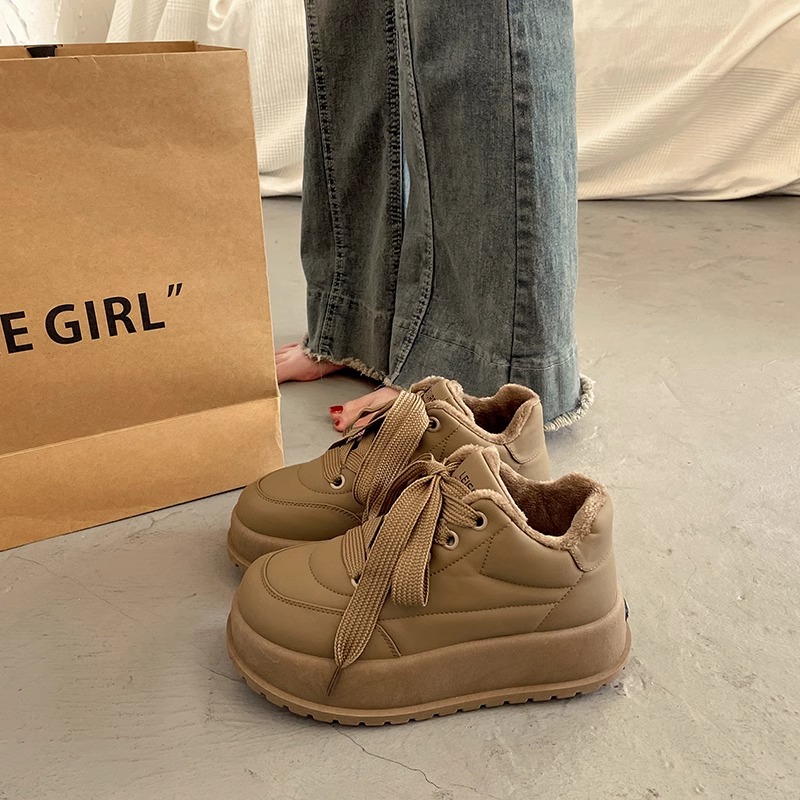回力瑞2024新款秋冬季百搭面包鞋加绒休闲运动老爹鞋厚底高帮板鞋