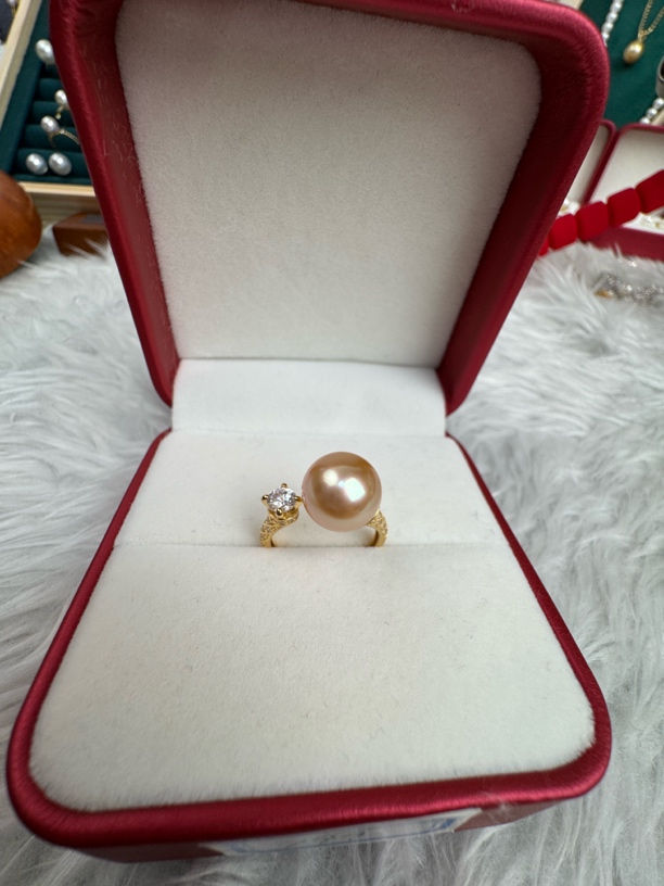 南洋金珠戒指香槟金珠戒指