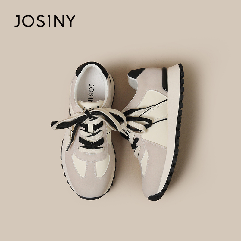 卓诗尼厚底德训鞋女款2024春新款华夫老爹鞋百搭小蛮腰休闲运动鞋