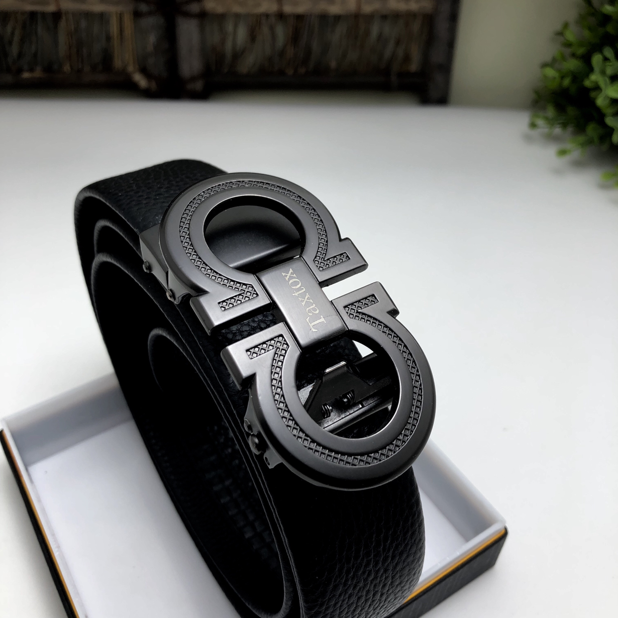 经典时尚头层纯牛皮3.5宽自动扣男士腰带