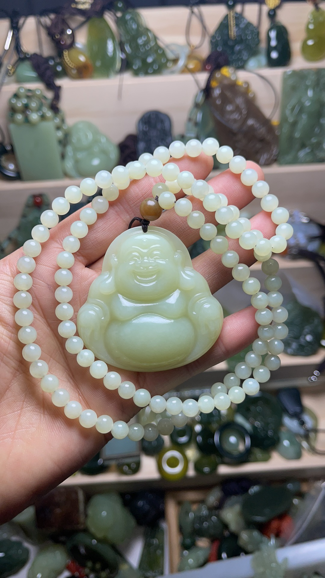 天然和田玉笑佛吊坠 笑口常开大肚能容天下难容之事