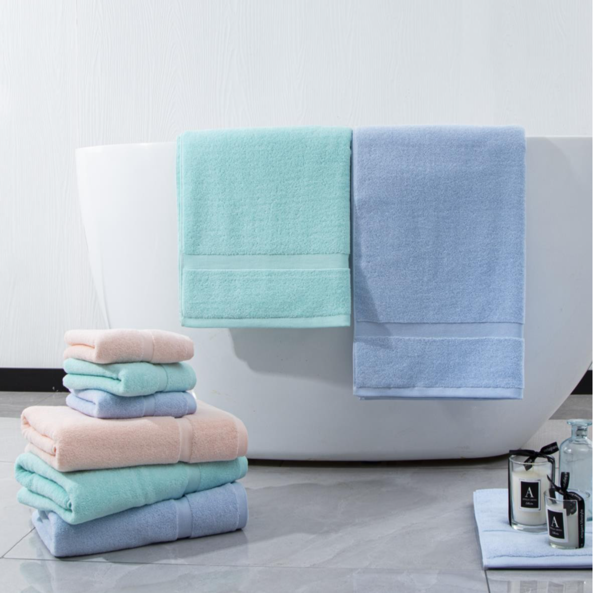 【4条装】纯棉大方巾纯棉柔软吸水素色33*34cm正方形擦脸成人毛巾