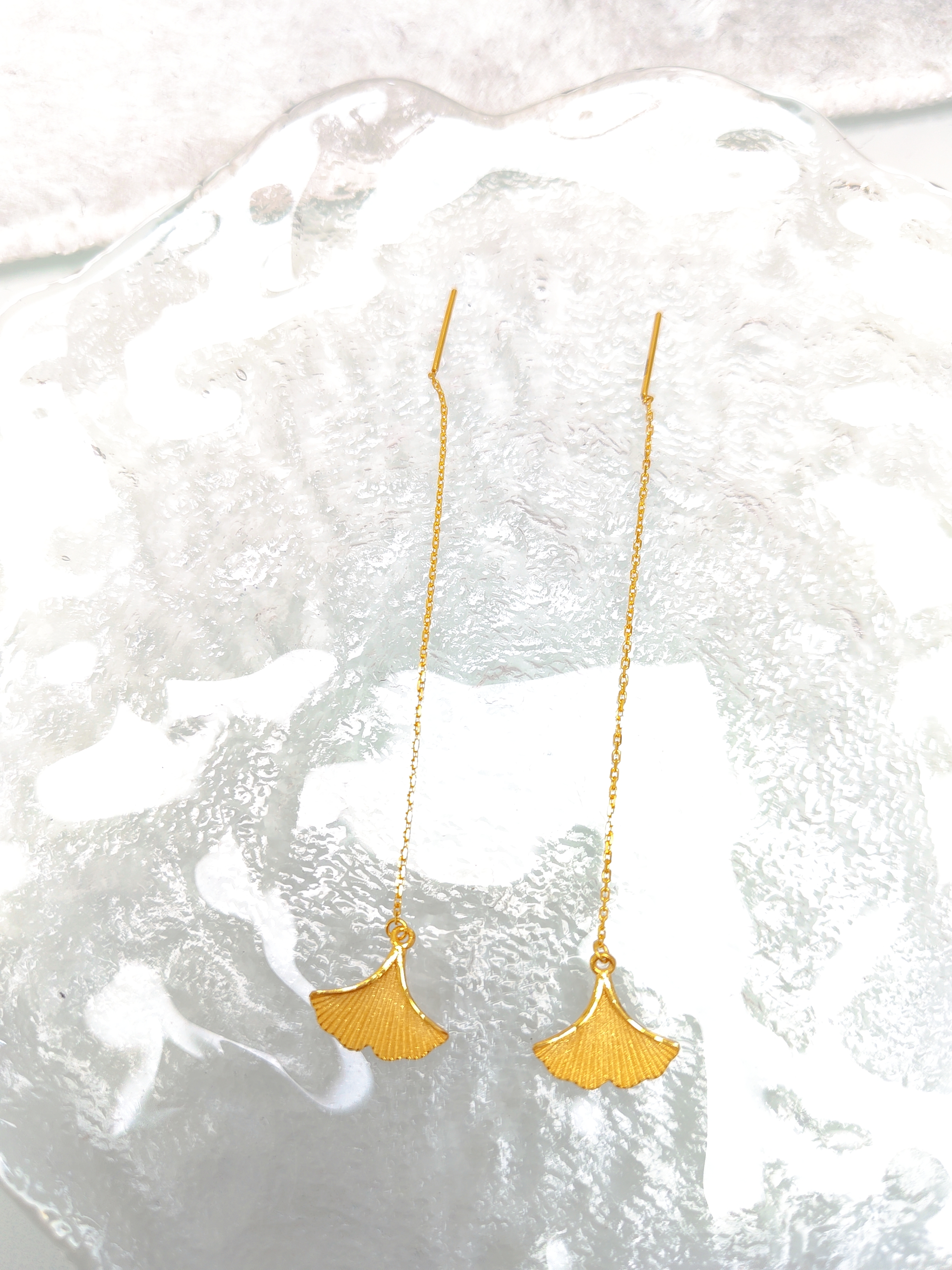 足金999银杏时尚耳线