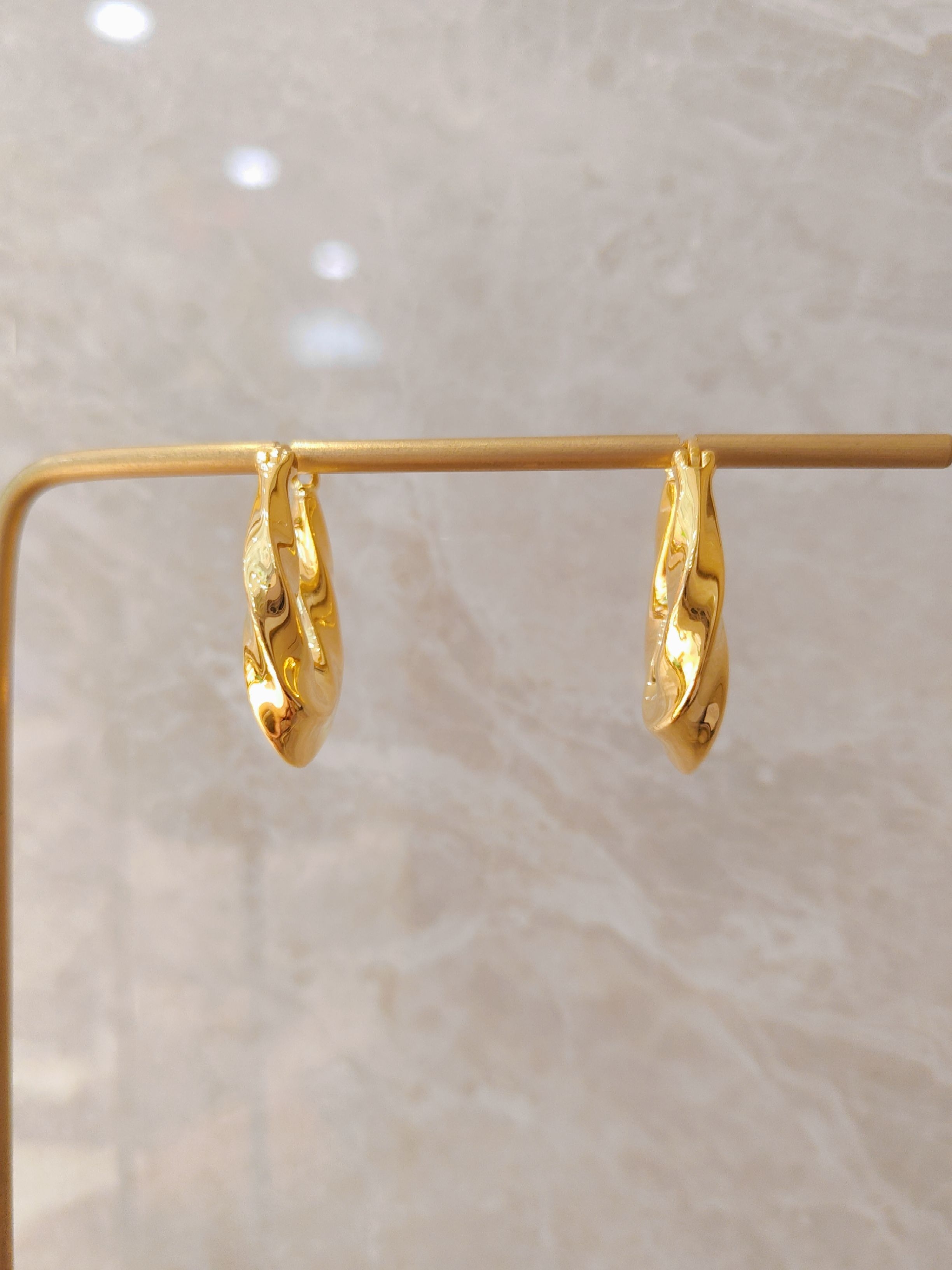 足金9995D水滴麻花耳扣