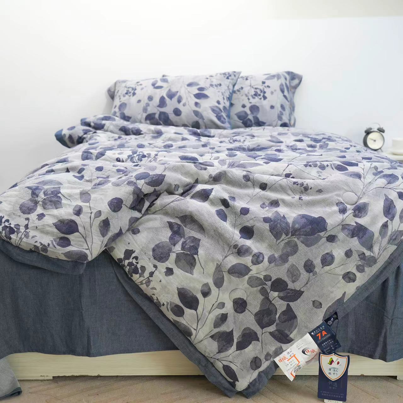 [日织-蓝染青花】超柔全棉双层纱大豆被