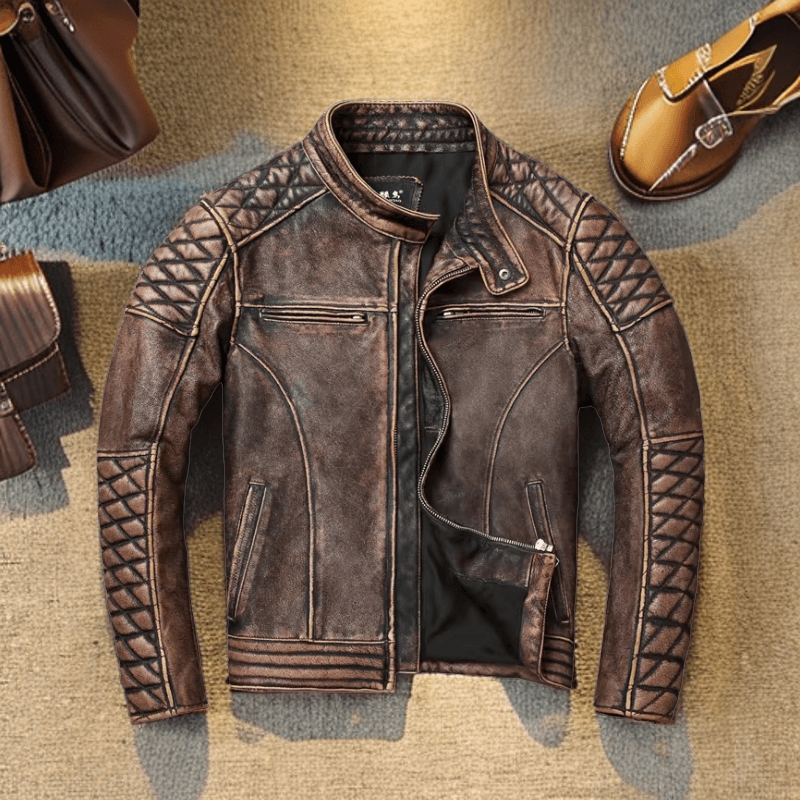 男士美式欧美真皮皮衣立领外套【直播间过款喊号下单为准】