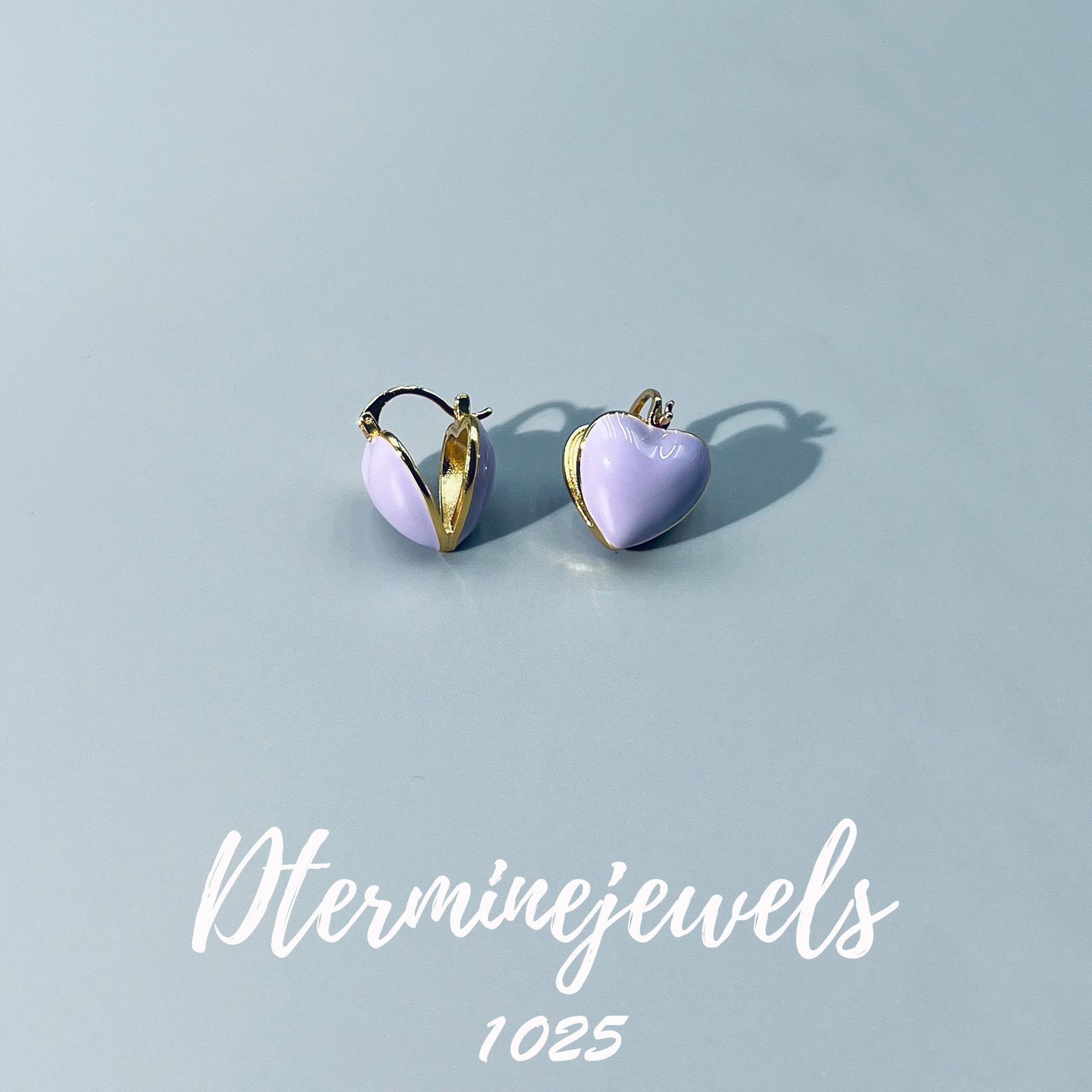 铜合金珐琅耳饰 时尚百搭紫色心心设计师耳饰-1025