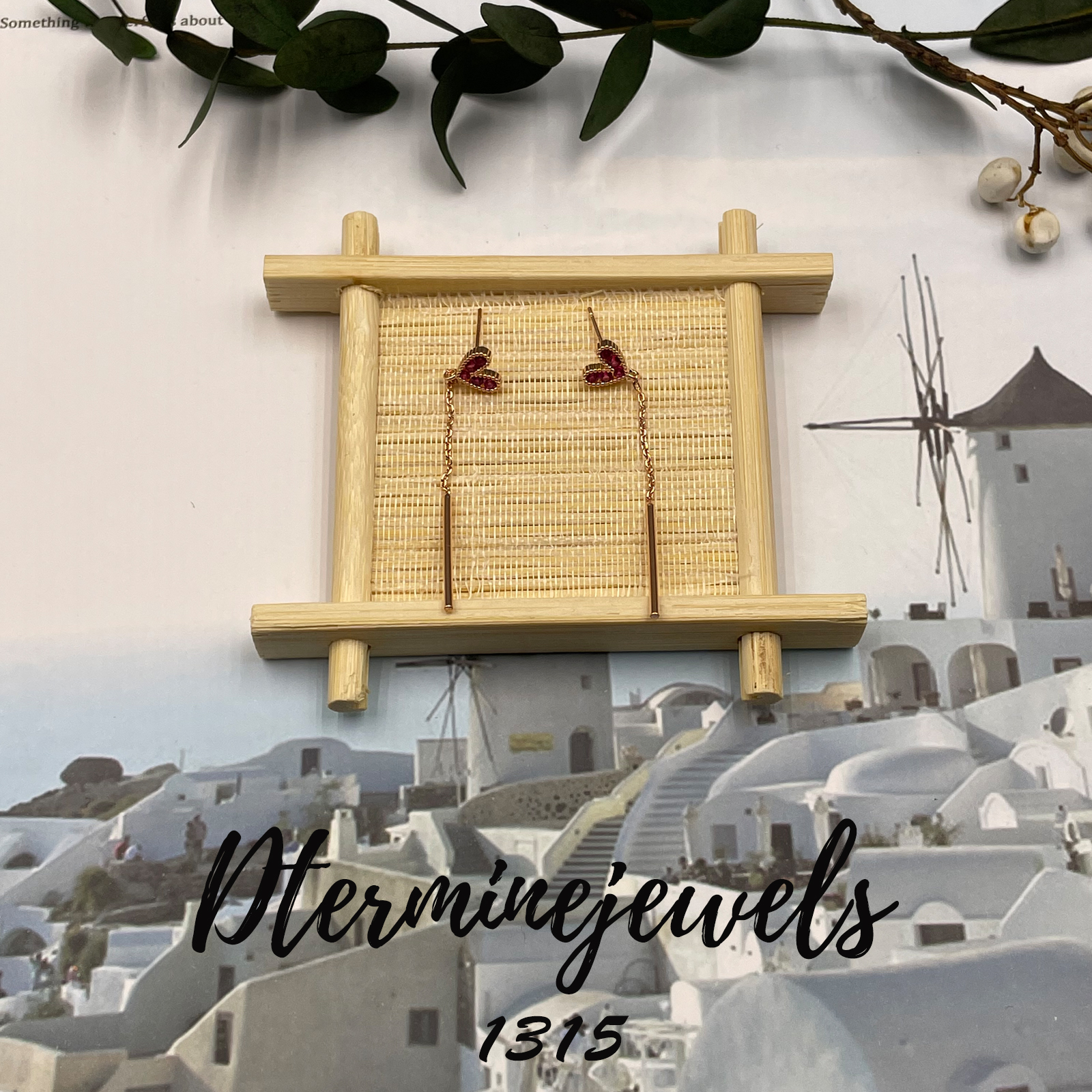 铜合金合成锆石耳饰 气质简约心心耳线设计师款耳饰-1315