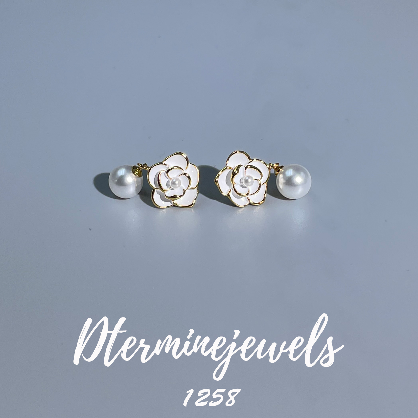 铜合金珐琅耳饰 气质白色小香风设计师款耳饰-1258